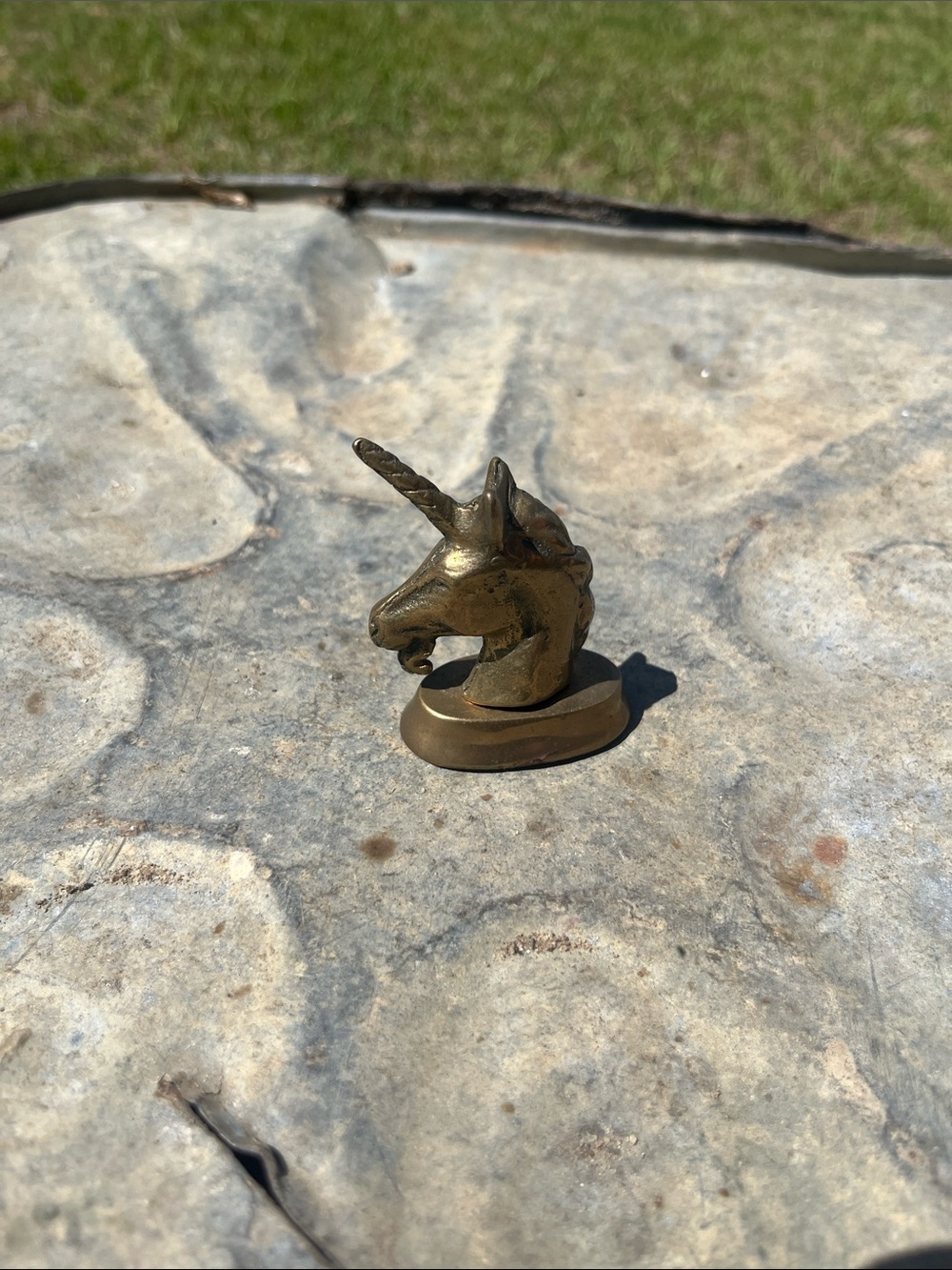 Brass Unicorn Head Figurine - Vintage Style
